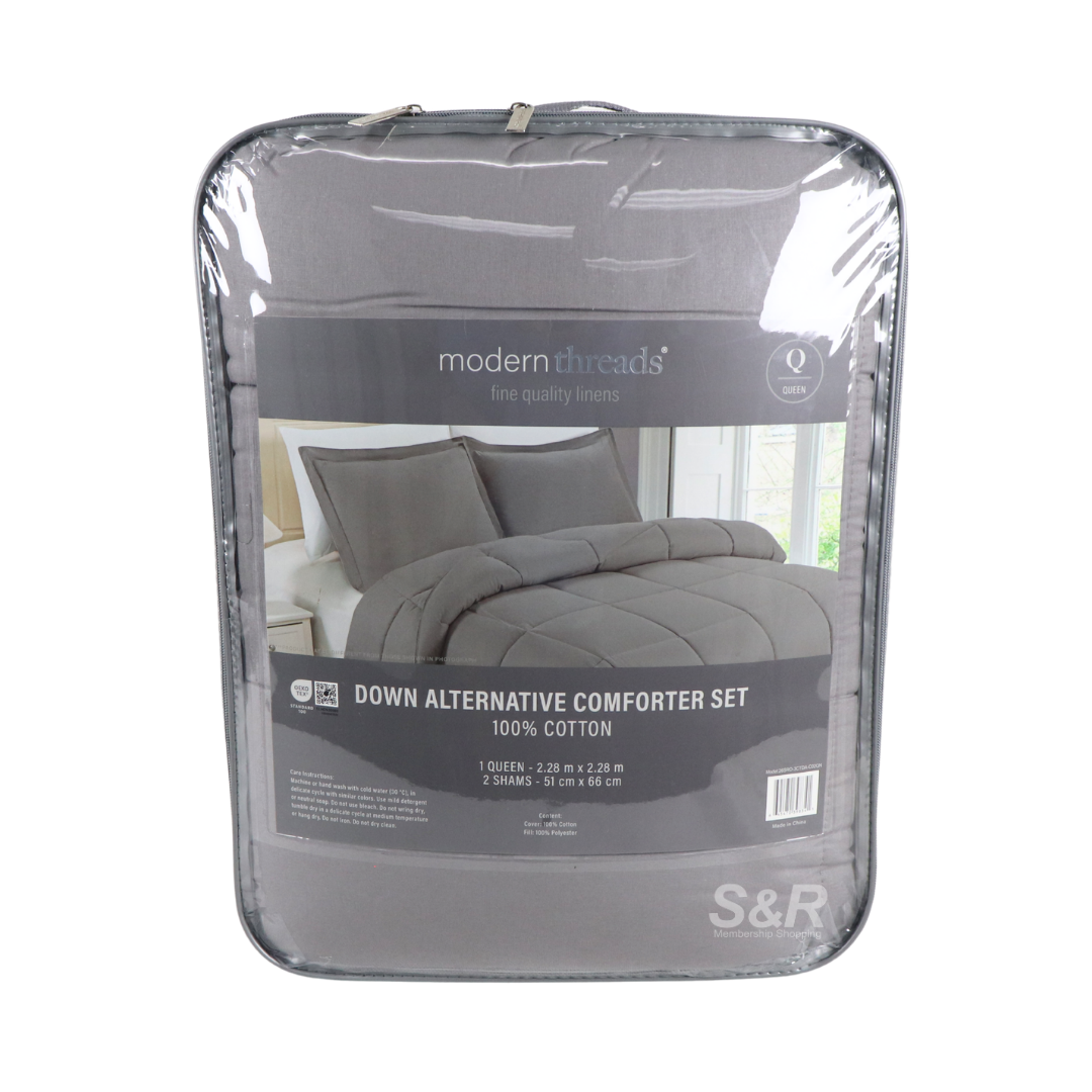 Modern Threads 100% Cotton 3-piece Gray Comforter Set Queen Size